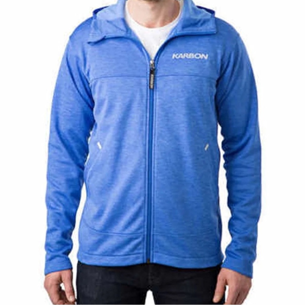 Karbon Men’s Blue Full Zip Up Hoodie Jacket Medium Outdoors Ski Fleece Coat